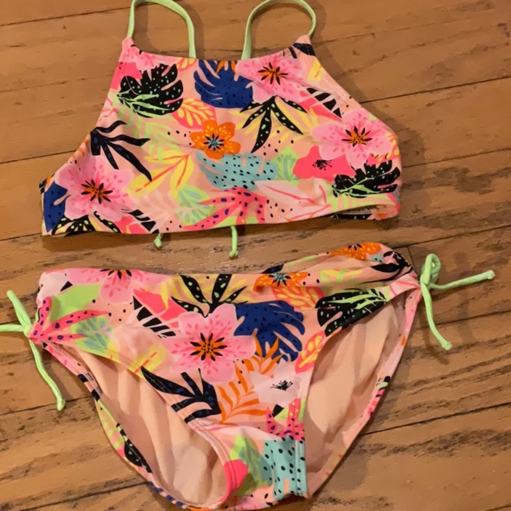 Cat & Jack Pink and Orange Bikini Set with Tropical Print